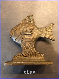 Vintage Super Art Deco metal Fish Bookend single a great catch