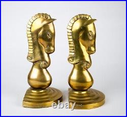 Vintage Trojan Horse Art Deco Style Brass Bookends Set of 2