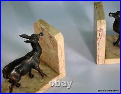 Vintage art deco french bookends deer on a marble plinth