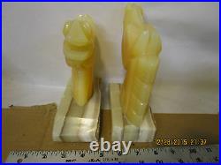 Vintage mid century marble horse bookends carved art deco alabaster mustang head
