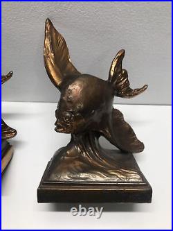 Vintages Art Deco Bronze Fish Bookends Made By Dodge Hollywood, California