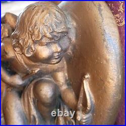 Vtg Antique Gregory Allen Armor Bronze Cupid Bookends Cherub Angels Art Nouveau