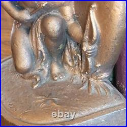 Vtg Antique Gregory Allen Armor Bronze Cupid Bookends Cherub Angels Art Nouveau