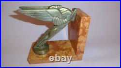 Vtg Art Deco Pegasus Frederick Bazin French Book Holder End Bronze & Marble 1925