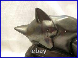 Vtg. Art Deco Style Non Magnetic Metal Hollow Bookend, Sleeping Foxes