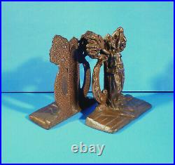 Vtg Cast Iron / Brass Finish Hubley Bookends #140 The Thespians Drama/comedy