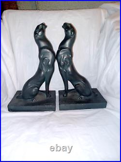 Vtg MCM black Panther sculpture bookend sleek art deco style