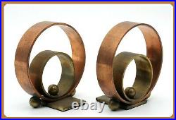 Walter von Nessen Chase Hoops and Balls Bookends Brass & Copper Co. MCM RARE