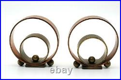 Walter von Nessen Chase Hoops and Balls Bookends Brass & Copper Co. MCM RARE