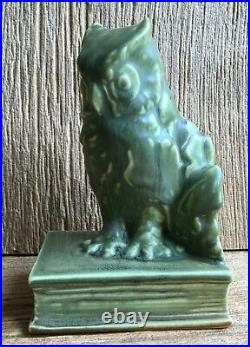 XLIII 1943 Rookwood Art Pottery Owl Bookend 2655 Pea Green Matte Vintage ArtDeco
